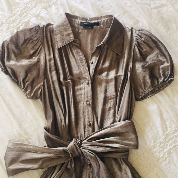 Metallic Silver BCBG Button Up Party Dress - Picture 2 of 8